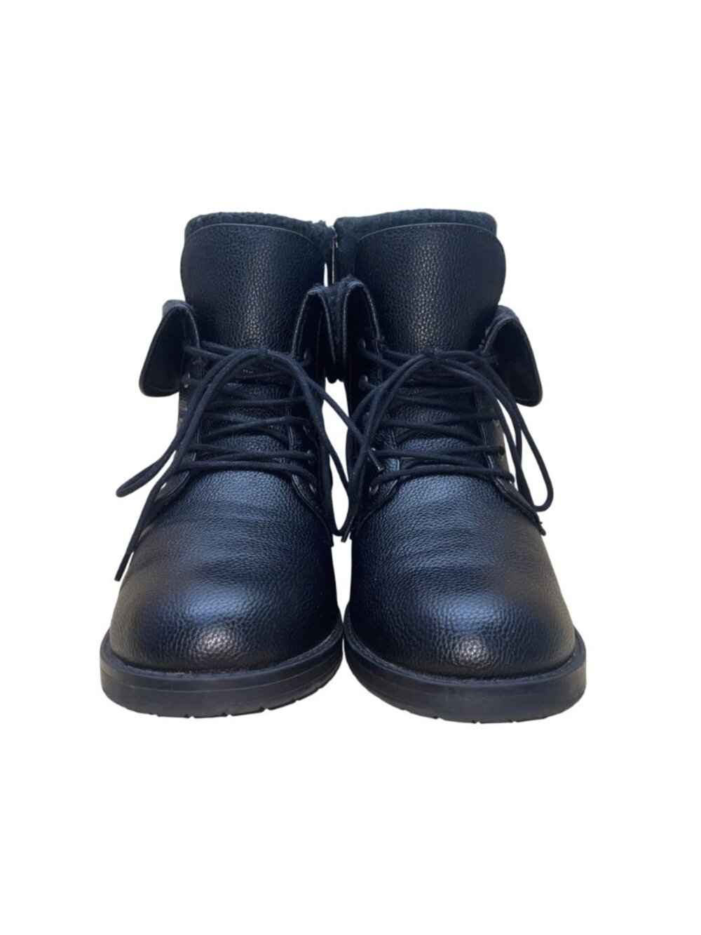 Torrid Women’s Black Faux Leather Side Zipper Fold-Over Ankle Boots Size 12W - Picture 2 of 10